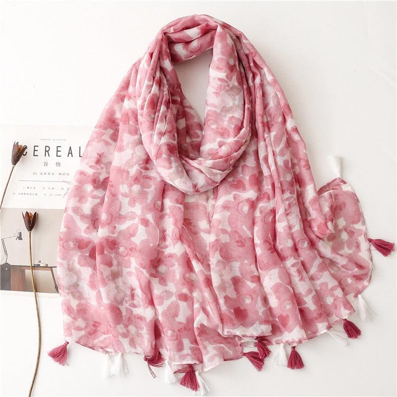 Foulard en coton élégant fleur rose - 14:350850#5 - L'Atelier du Foulard