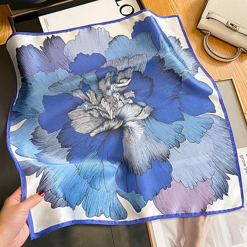 Foulard Carré Jean Pierre En Soie Vintage, Motif Arbre Fleuri Multicolore, Fabrication France
