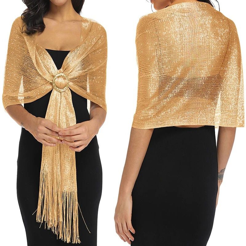 Foulard Femme Blanc Crème à Paillettes - 45x160 Cm - Neuf - Polyester Brillant