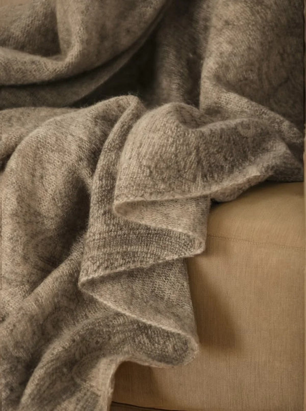 Châle en pur cachemire vert kaki et blanc -  - Châle - L'Atelier du Foulard