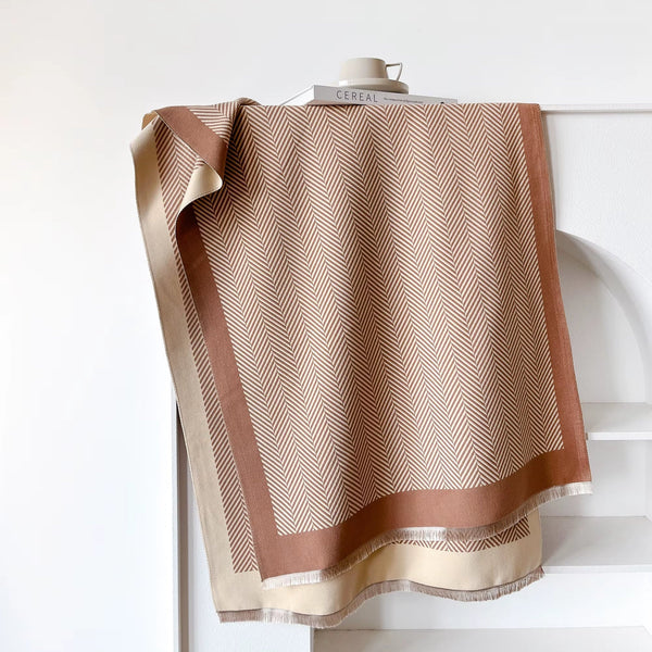 Châle Femme Marron et Graphique -  - Châle - L'Atelier du Foulard