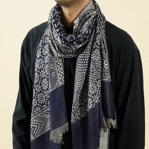 Châle Homme Bleu Doux et Décontracté - - L'Atelier du Foulard