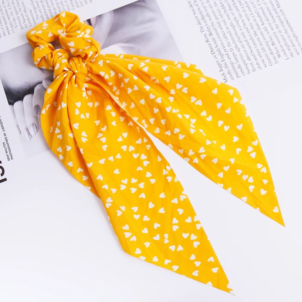 Chouchou Cheveux Élastique avec Motifs de Coeurs - - L'Atelier du Foulard