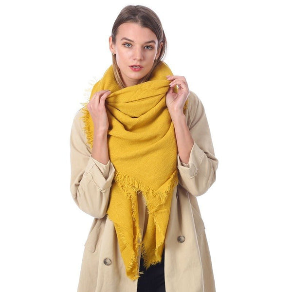 Écharpe triangle en coton - 14:29YELLOW;5:200003528130x130x190cm - L'Atelier du Foulard
