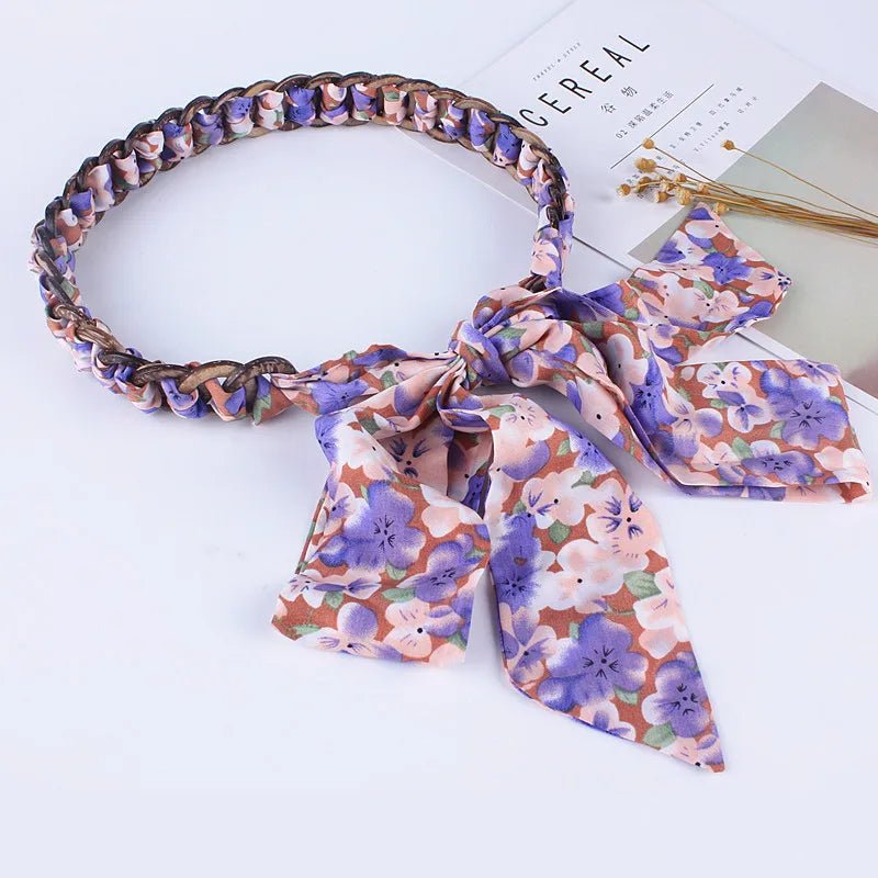 Foulard Ceinture Élégant avec Motif Floral - - L'Atelier du Foulard