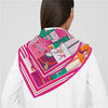 Foulard effet soie imprimé rose chevaux - Foulard - L'Atelier du Foulard
