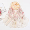 Foulard en coton floral avec liseré doré - 14:10XB098-01 - L'Atelier du Foulard