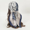 Foulard en satin imprimé rouge et bleu - Foulard - L'Atelier du Foulard