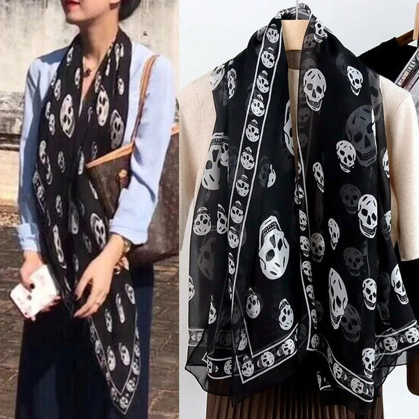 Foulard Tête de Mort Noir Tendance et Design - - L'Atelier du Foulard