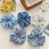 Lot de 5 Chouchou Cheveux Élastique Bleu avec Imprimés - - L'Atelier du Foulard