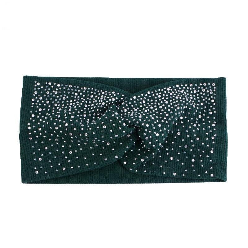 Bandeau en coton avec des strass - 14:175#Dark green;200007763:201336100 - L'Atelier du Foulard