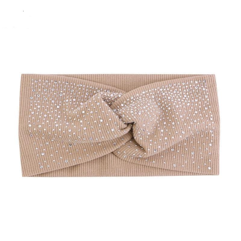 Bandeau en coton avec des strass - 14:200006154#Khaki;200007763:201336100 - L'Atelier du Foulard