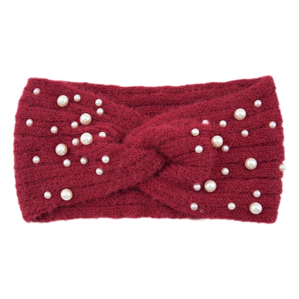 Bandeau en laine avec perles - 14:200004891#3(red) - L'Atelier du Foulard