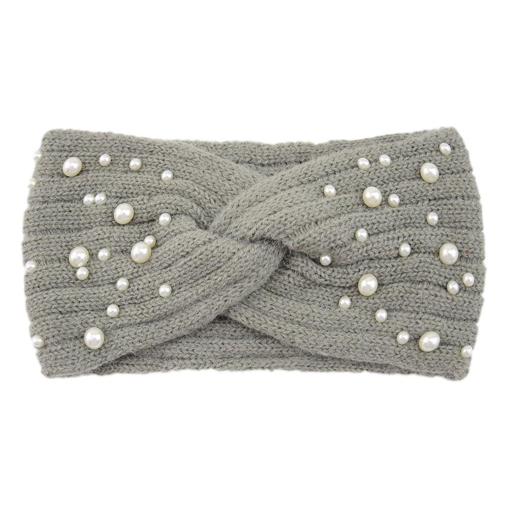 Bandeau en laine avec perles - 14:350853#4(light Grey) - L'Atelier du Foulard