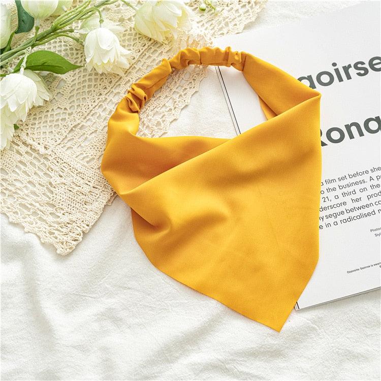 Bandeau type foulard bandana triangle - 14:200004891#Solid color turmeric;5:201232403 - L'Atelier du Foulard