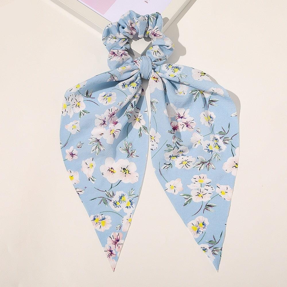 Chouchou foulard avec fleurs uni - 14:175#13 - L'Atelier du Foulard