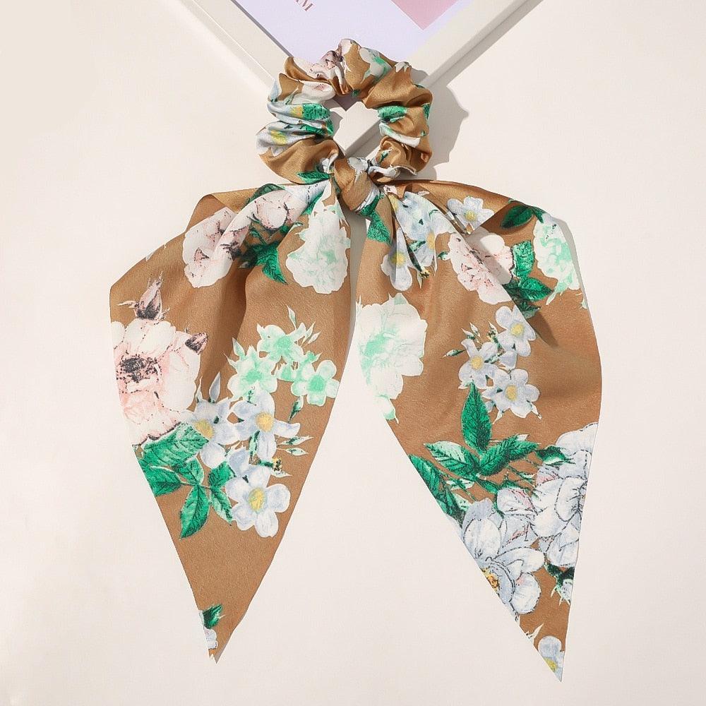 Chouchou foulard grosse fleurs blanche - 14:771#24 - L'Atelier du Foulard