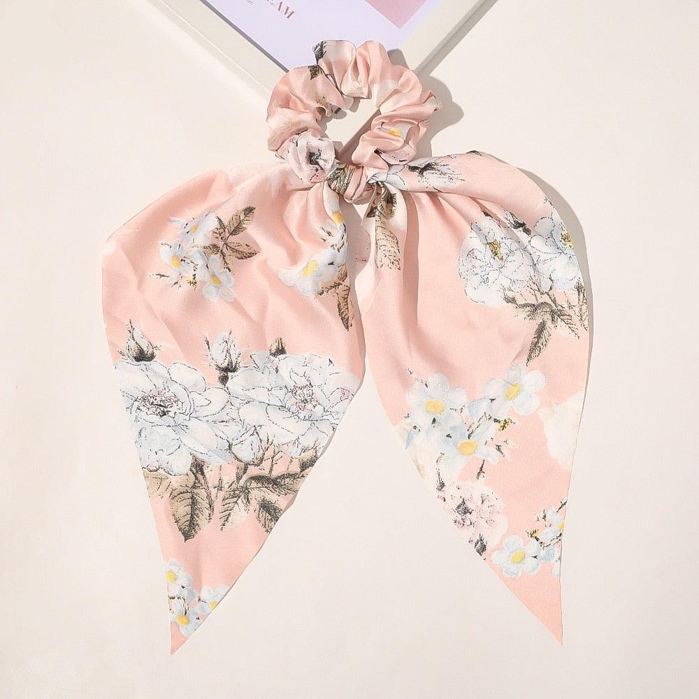 Chouchou foulard grosse fleurs blanche - 14:200006151#26 - L'Atelier du Foulard