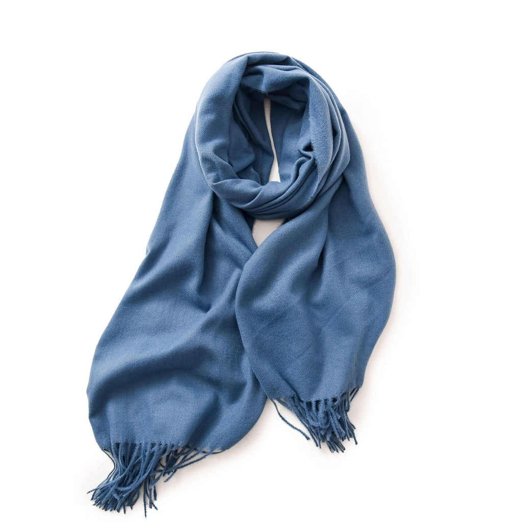 Écharpe avec franges pour homme unie - 14:202559823#Denim blue;5:200003528 - L'Atelier du Foulard