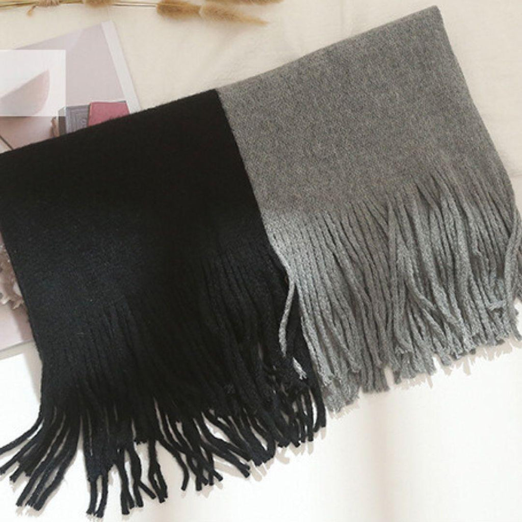 Écharpe bicolore chaude et douce - 14:350850#WJ2011grayblack;5:4181#200 40cm - L'Atelier du Foulard
