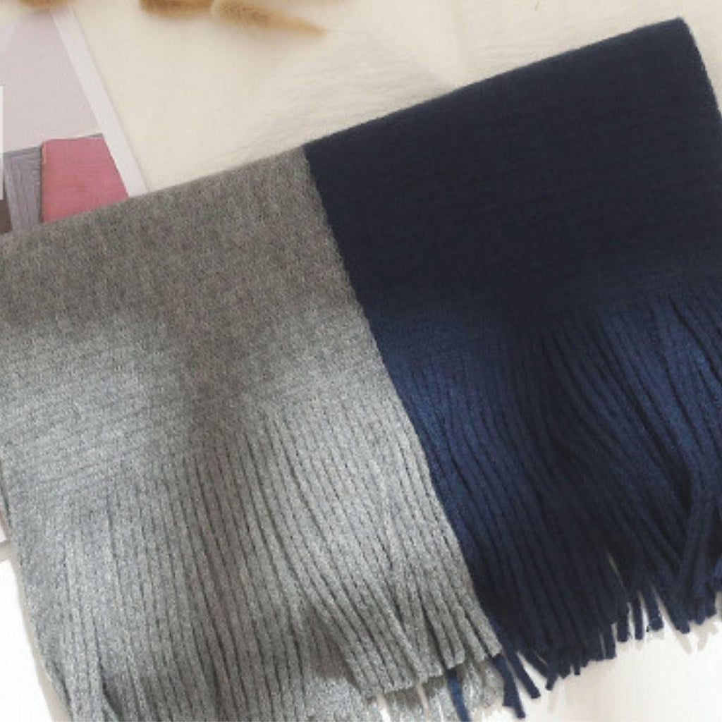 Écharpe bicolore chaude et douce - 14:691#WJ2011darkblue;5:4181#200 40cm - L'Atelier du Foulard
