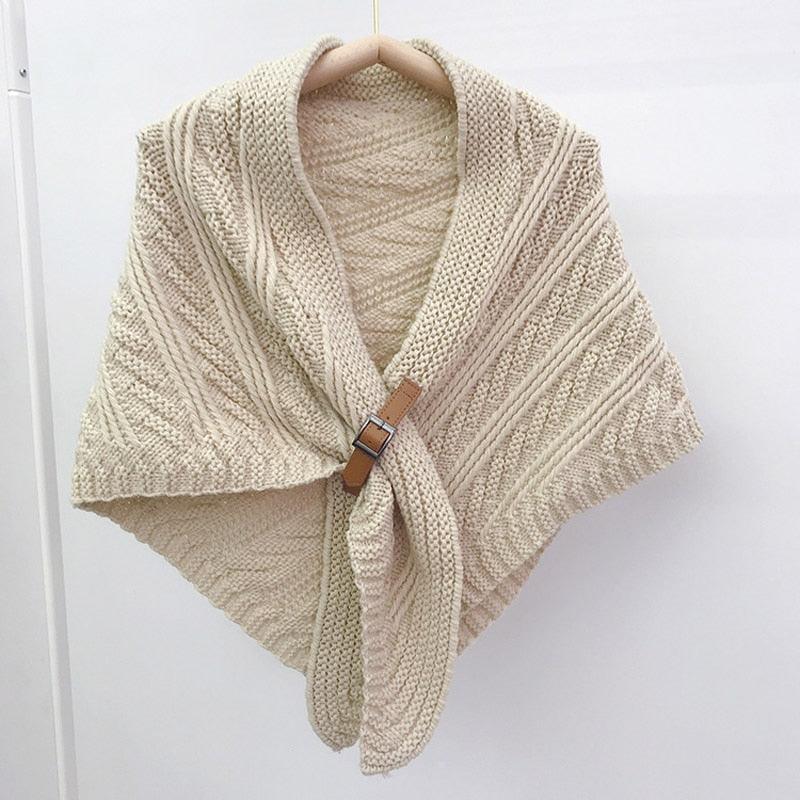 Écharpe cape tricotée uni - 14:201739810#Beige - L'Atelier du Foulard