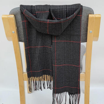 Écharpe Tube 100% Cachemire D'Écosse – Motif Carreaux Camel Et Noir – Unisexe