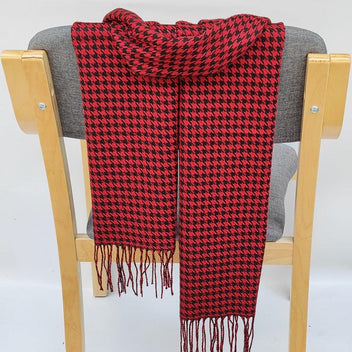 Foulard/châle Réversible Rouge à Carreaux - Tartan/pied De Poule, Grande Taille, Mix Laine, Occasion