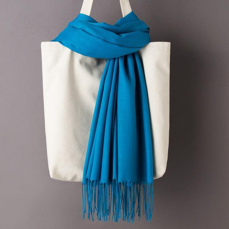 Écharpe en cachemire doux et chaud - Ton Bleu - 14:200001438#Malachite blue - L'Atelier du Foulard