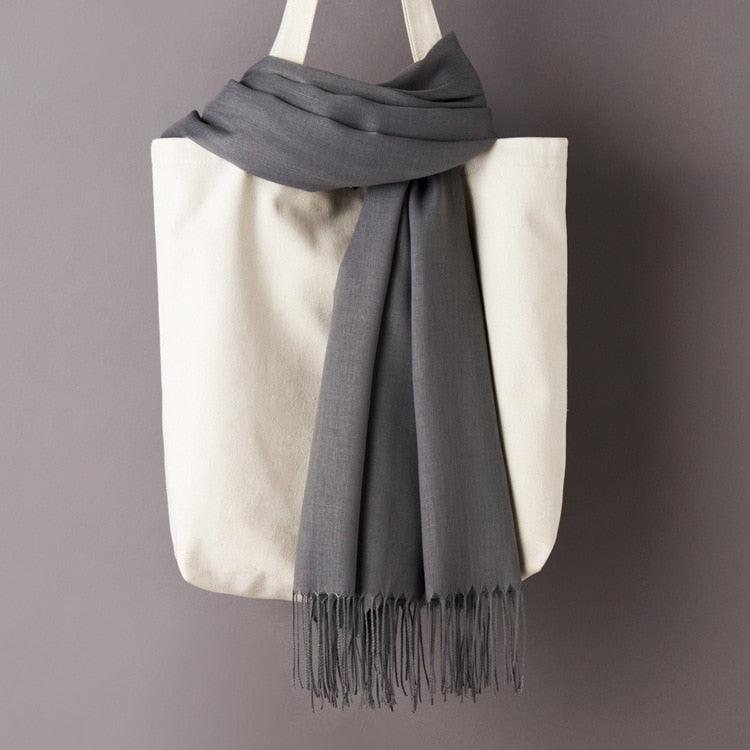 Écharpe en cachemire doux et chaud - Ton Classic - 14:200002130#Dark grey - L'Atelier du Foulard