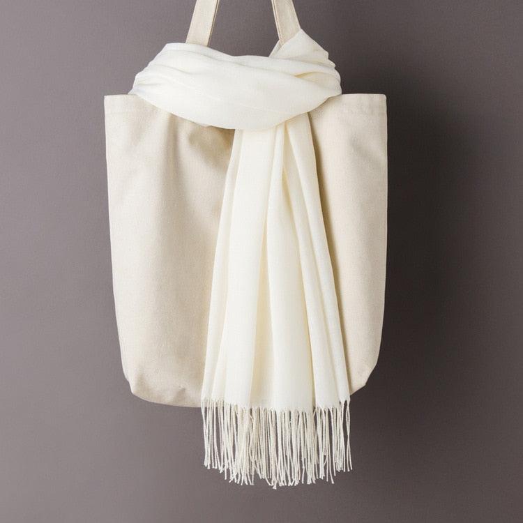 Écharpe en cachemire doux et chaud - Ton Classic - 14:691#Milk white - L'Atelier du Foulard