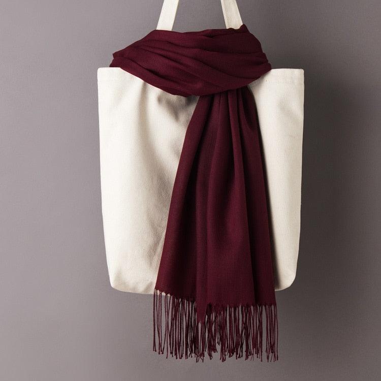 Écharpe en cachemire doux et chaud - Ton Rouge - 14:200003699#Magenta - L'Atelier du Foulard
