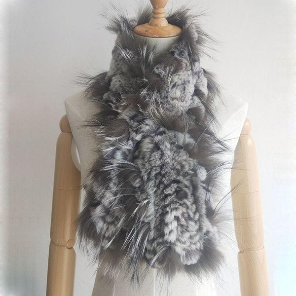 Echarpe en fourrure de lapin - 14:691#Grey Frost - L'Atelier du Foulard