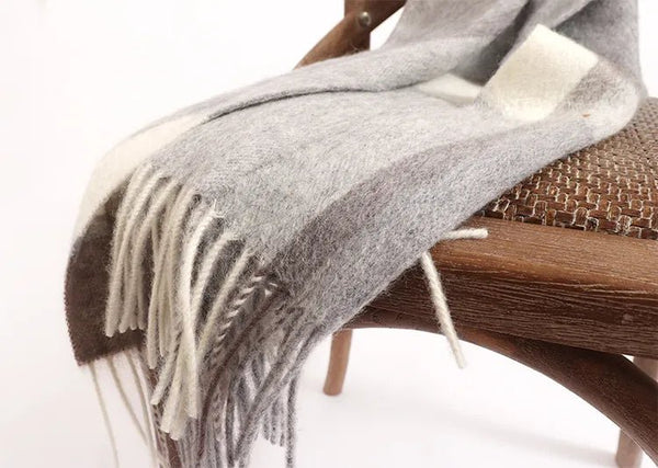 Echarpe en laine grise et blanche - 14:350853 - L'Atelier du Foulard