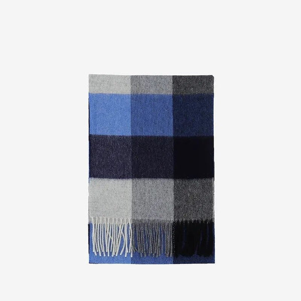 Echarpe en laine homme à carreaux bleu - 14:200002130#WJ2016C2 165-30CM - L'Atelier du Foulard