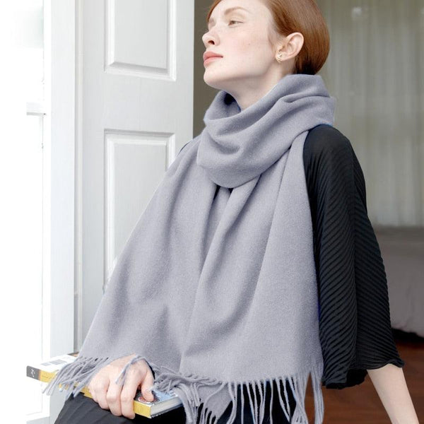 Écharpe en laine uni - Ton Beige/Gris/Noir - 14:691#31Iron gray - L'Atelier du Foulard