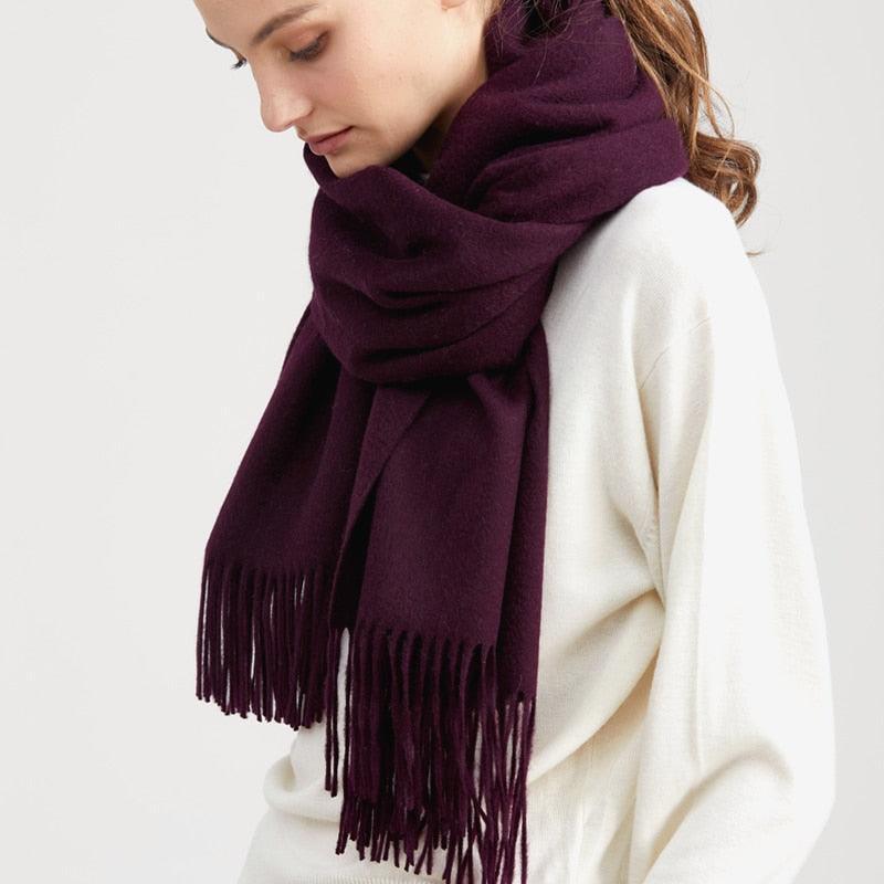 Écharpe en laine uni - Ton Rose/Rouge/Violet - 14:200004870#22Dark purple - L'Atelier du Foulard