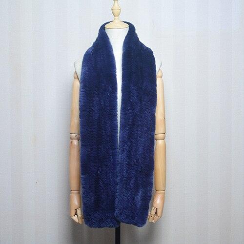 Écharpe longue en fourrure de lapin uni - 14:200003699#dark blue;5:200003528#170cm - L'Atelier du Foulard