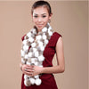 Écharpe pompon en fourrure de lapin bicolore - 14:193#rabbit yellow white;5:200003528#One Size - L'Atelier du Foulard