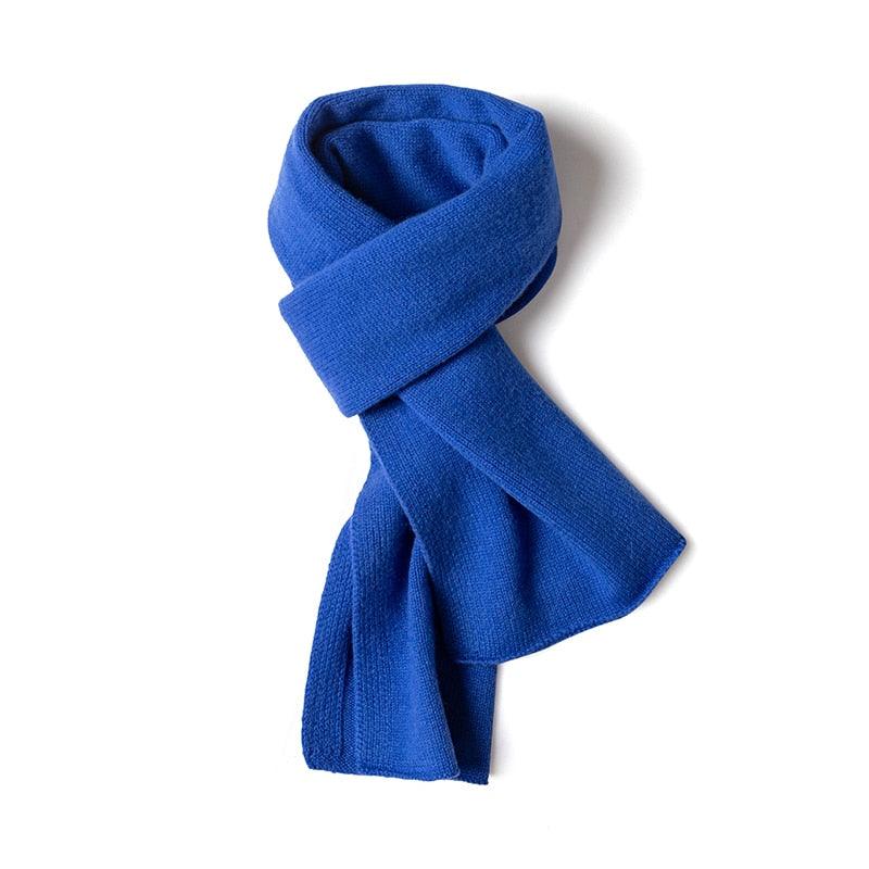 Écharpe tricotée uni en cachemire - 14:173#blue - L'Atelier du Foulard