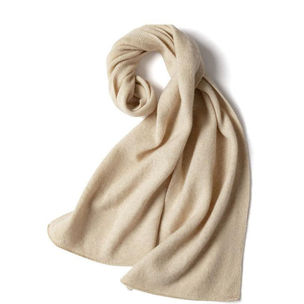 Écharpe tricotée uni en cachemire - 14:771#Beige - L'Atelier du Foulard