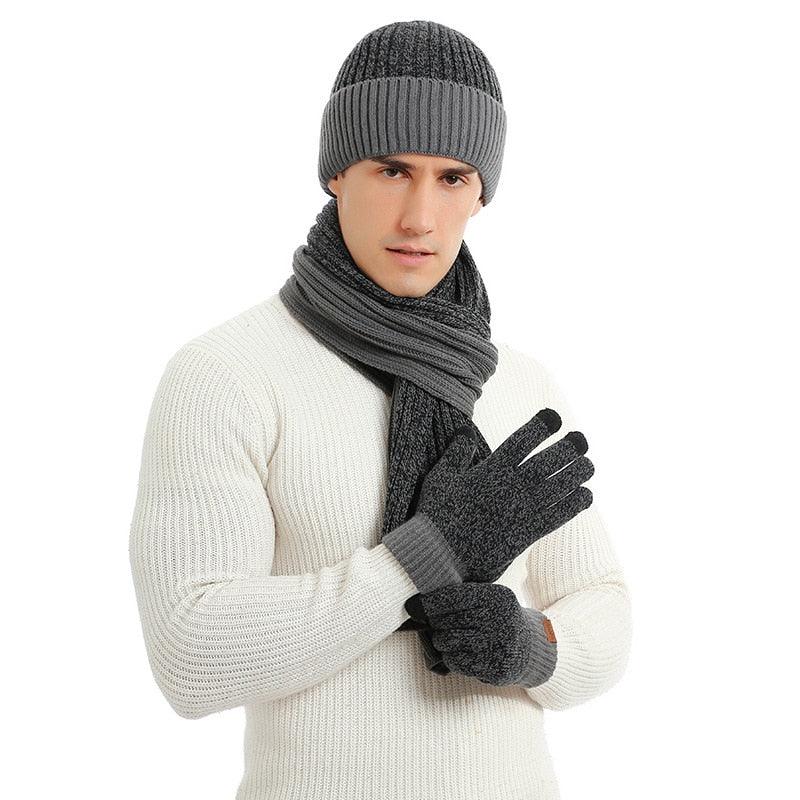 Ensemble 3 en 1 pour homme : Bonnet, Écharpe, Gants - 14:200006155 - L'Atelier du Foulard