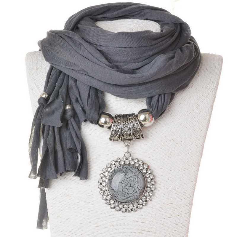 Foulard avec pendentif rond - 14:200004890#2 - L'Atelier du Foulard