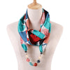 Foulard bijou abstrait avec perle dans les tons rouge et bleu - 14:203192889#12 - L'Atelier du Foulard