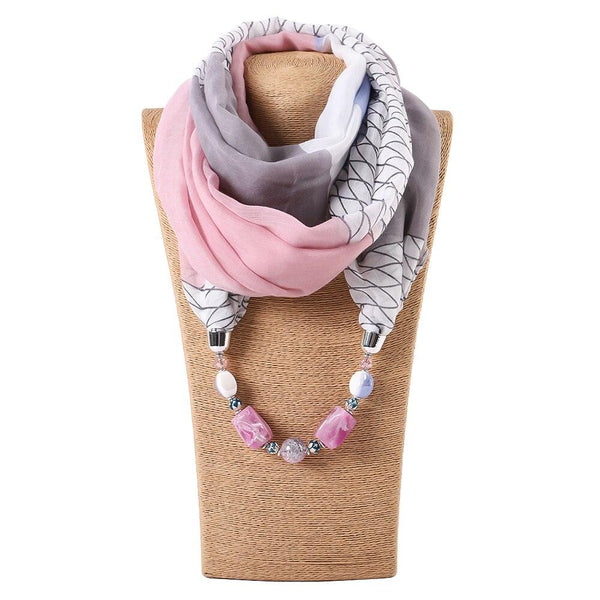 Foulard bijou avec perle et motifs losange - 14:200002130#5 - L'Atelier du Foulard