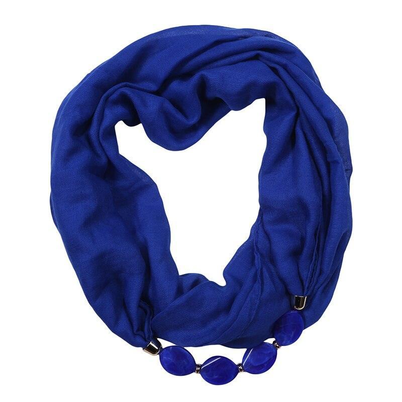 Foulard bijou style bohème uni - 14:173#Blue;5:200003528 - L'Atelier du Foulard