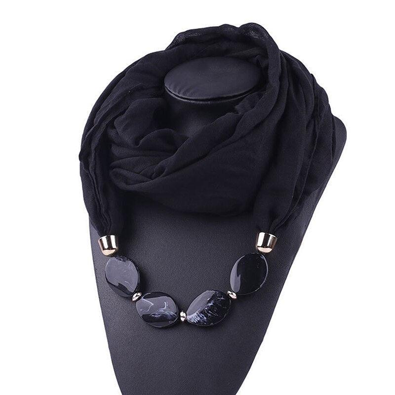 Foulard bijou style bohème uni - 14:201800840#Black;5:200003528 - L'Atelier du Foulard