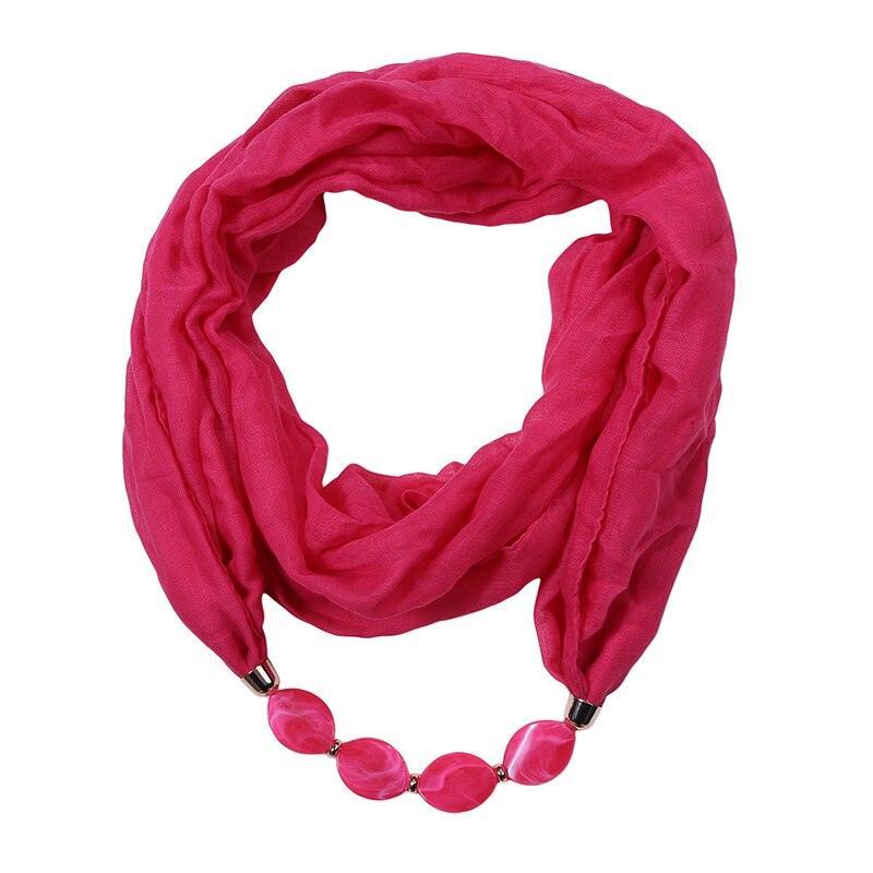 Foulard bijou style bohème uni - 14:100018786#Rose Red;5:200003528 - L'Atelier du Foulard