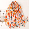 Foulard blanc tournesol orange en coton - 14:202529824#1 - L'Atelier du Foulard