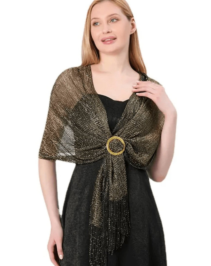 Foulard brillant femme - 14:200004889#black golden - L'Atelier du Foulard